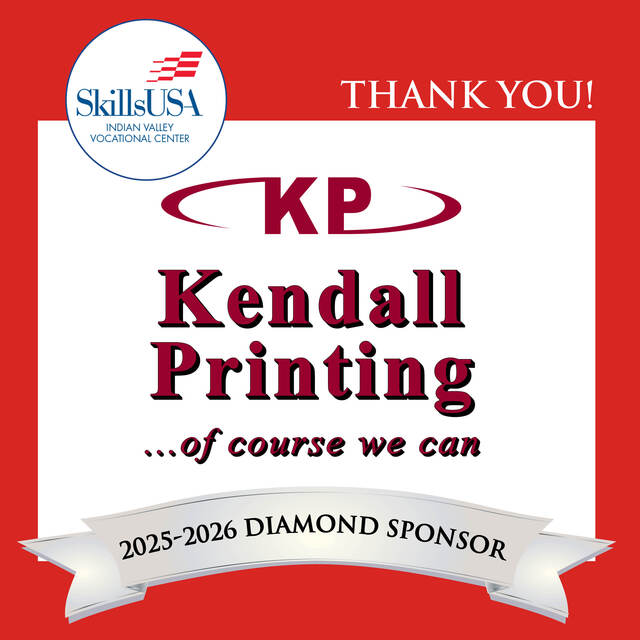 Thank you to Skills USA 2025-2026 Diamond Sponsor, Kendall Printing. Kendall Printing logo with slogan "Kendall Printing...of course we can"